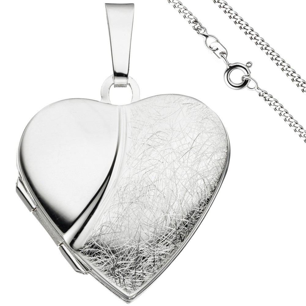 JOBO für Silber Kette Medaillon Öffnen Anhänger zum 925 2 50cm Fotos Herz mit