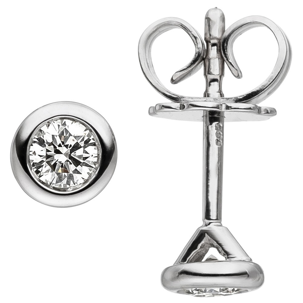 Ohrstecker 585 Weißgold 2 Diamanten Brillanten