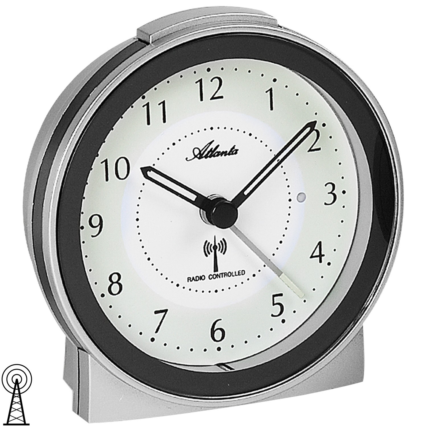 Wecker Funk Funkwecker silbern anthrazit mit Licht Snooze leise