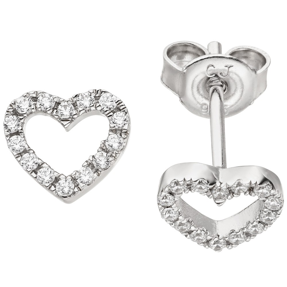 Ohrstecker Herz 925 Sterling Silber 28 Zirkonia Herzohrstecker