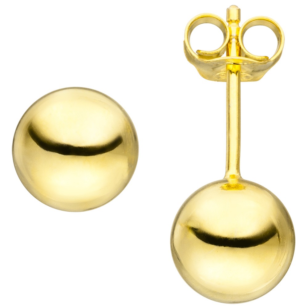 Ohrstecker Kugel 8mm 925 Sterlingsilber gold vergoldet Ohrringe