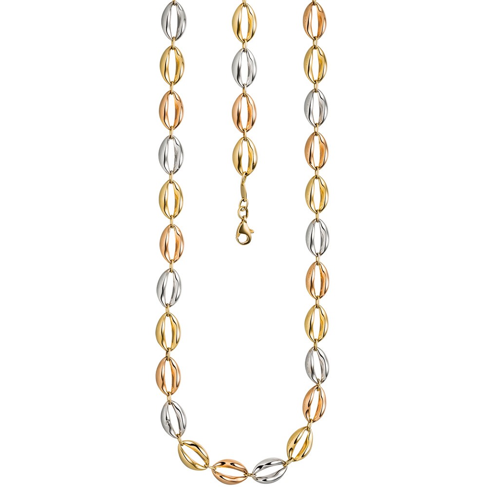 Halskette Kette 585 Gold dreifarbig tricolor 45cm Karabiner