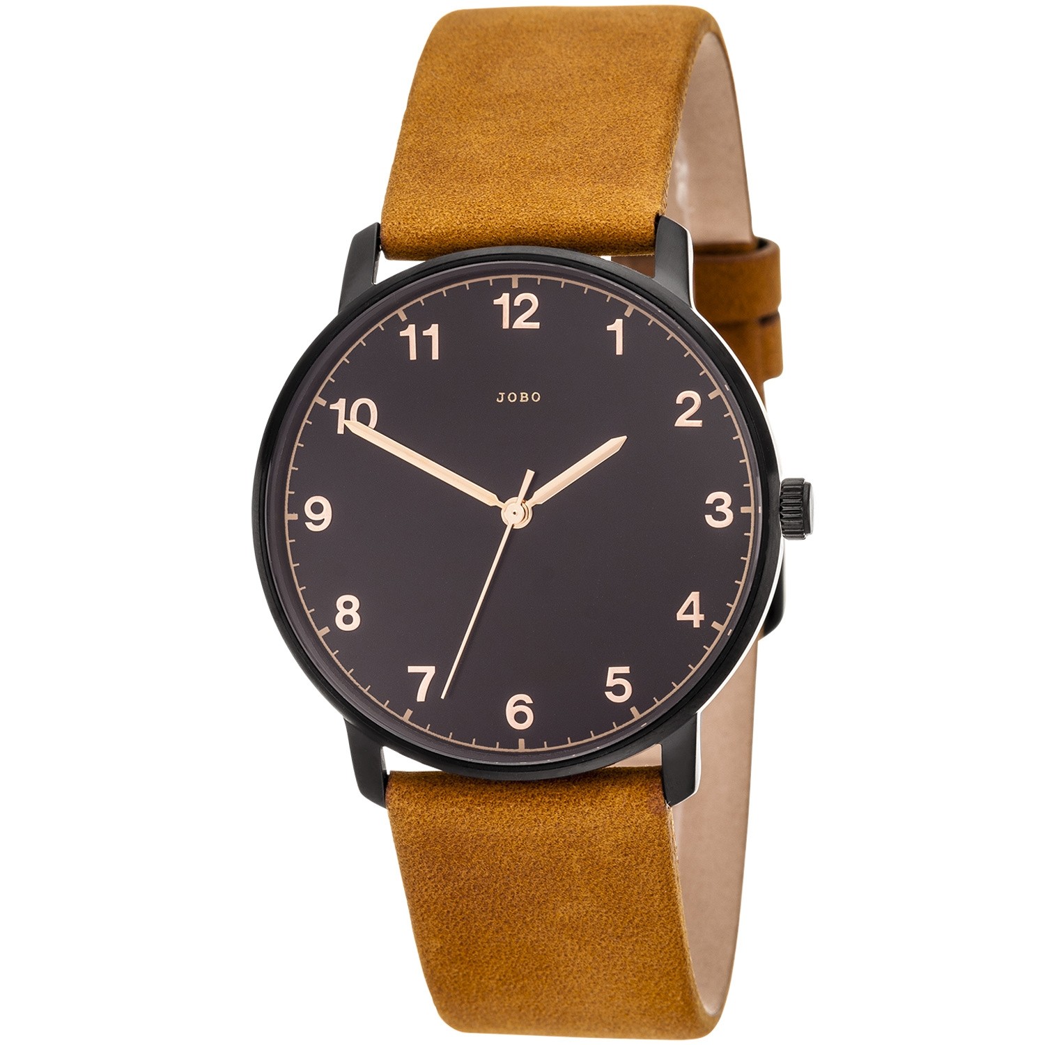 Herren Armbanduhr Quarz Analog Edelstahl Lederband braun Herrenuhr