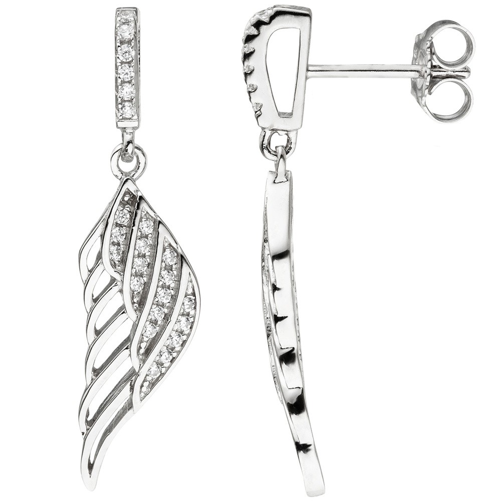 JOBO Ohrhänger Flügel Engelsflügel 925 Silber mit Zirkonia Ohrringe Ohrstecker