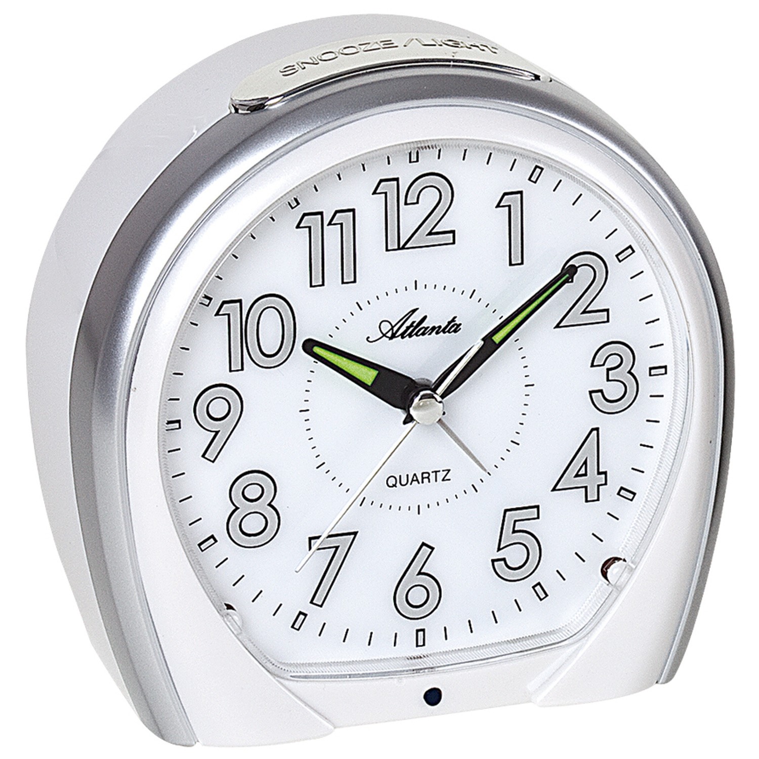 Wecker Quarz analog weiß silbern leise ohne Ticken Licht Snooze