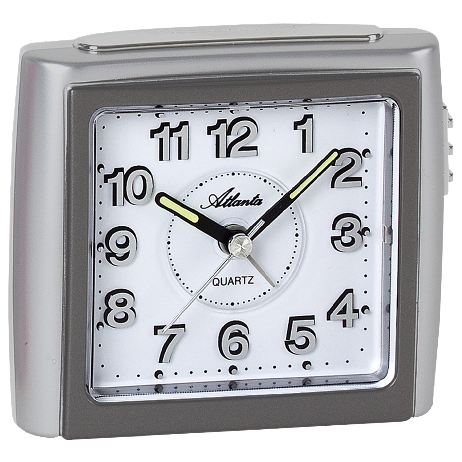 Wecker Quarz analog anthrazit silbern leise ohne Ticken mit Licht