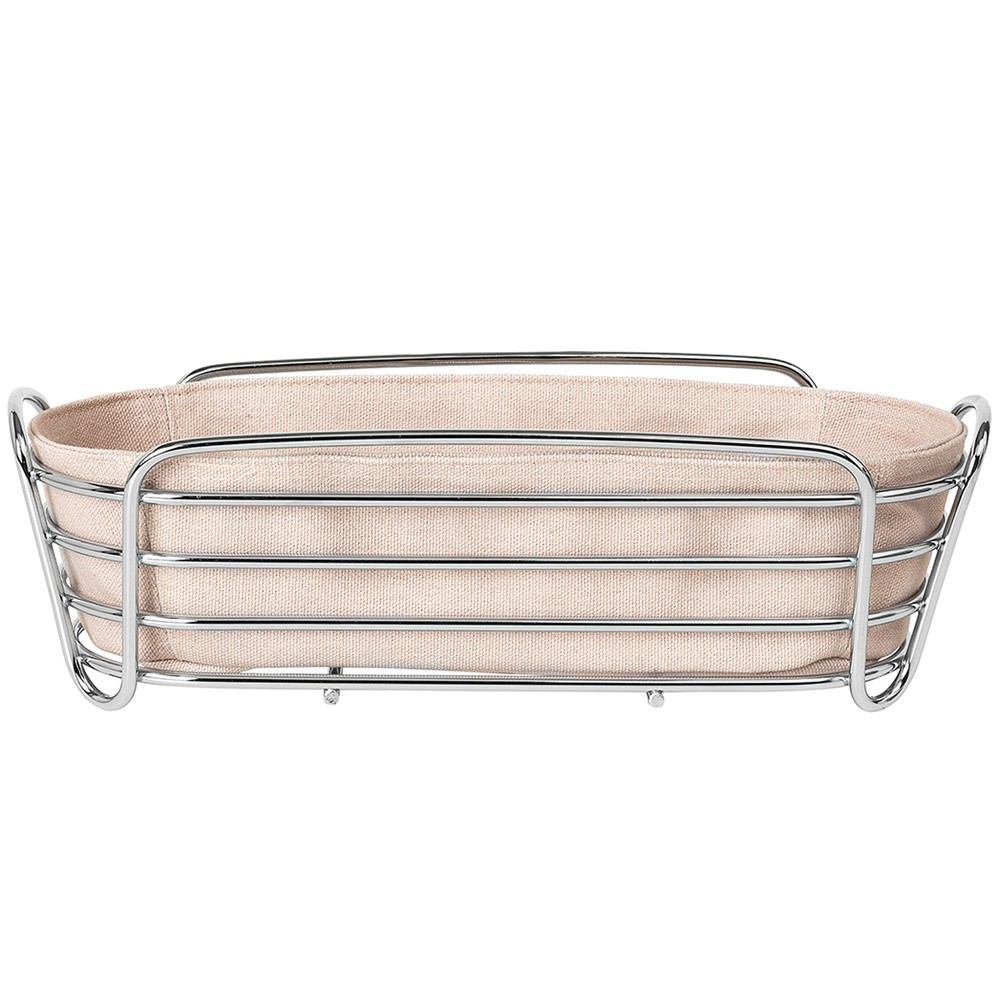 Brotkorb DELARA Stahldraht verchromt mit Baumwolleinlage Rose Dust rosa
