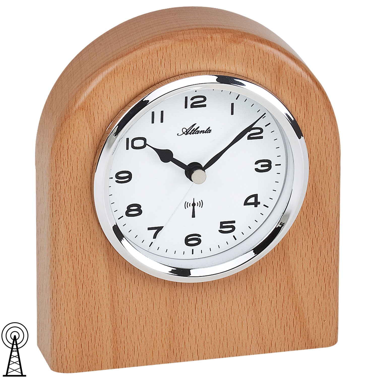 Tischuhr Funk Holz Buche Funkuhr Funktischuhr