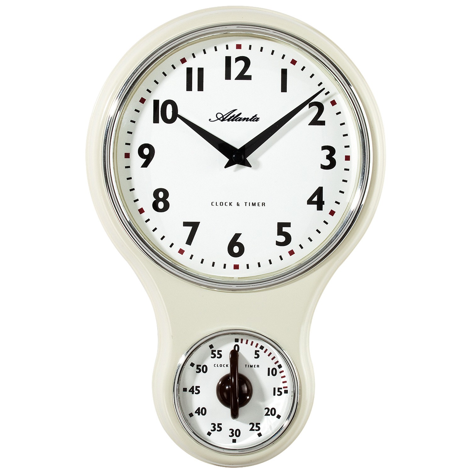 Küchenuhr Wanduhr Küche Quarz analog beige Kurzzeitmesser Timer