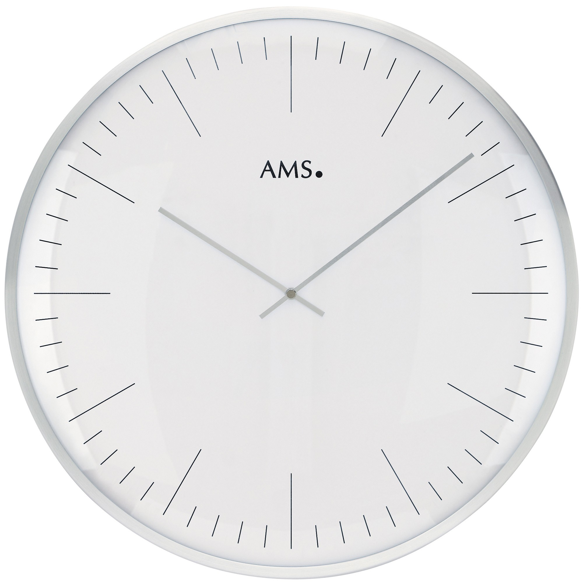 Wanduhr Quarz analog weiß silbern rund