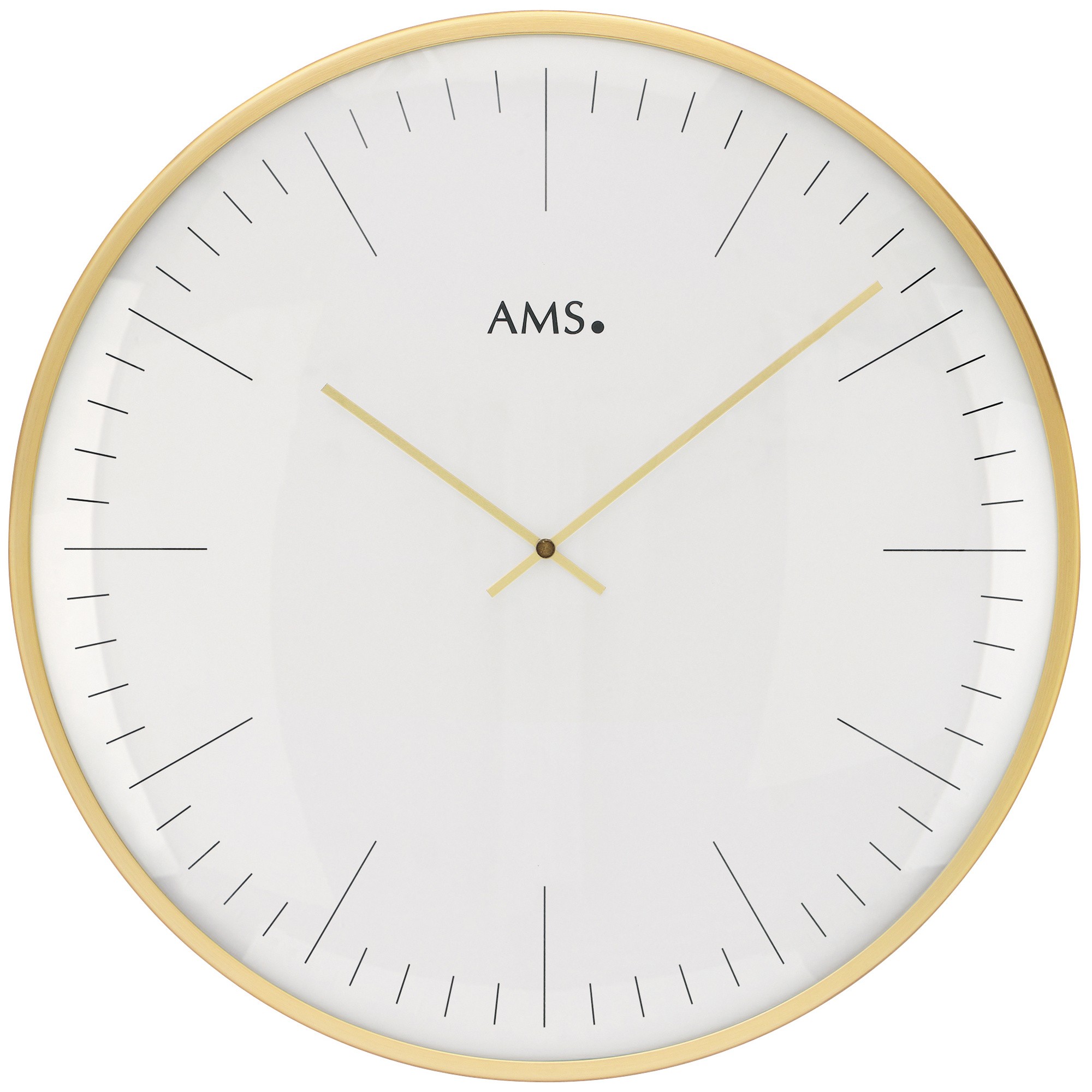Wanduhr Quarz analog weiß golden rund