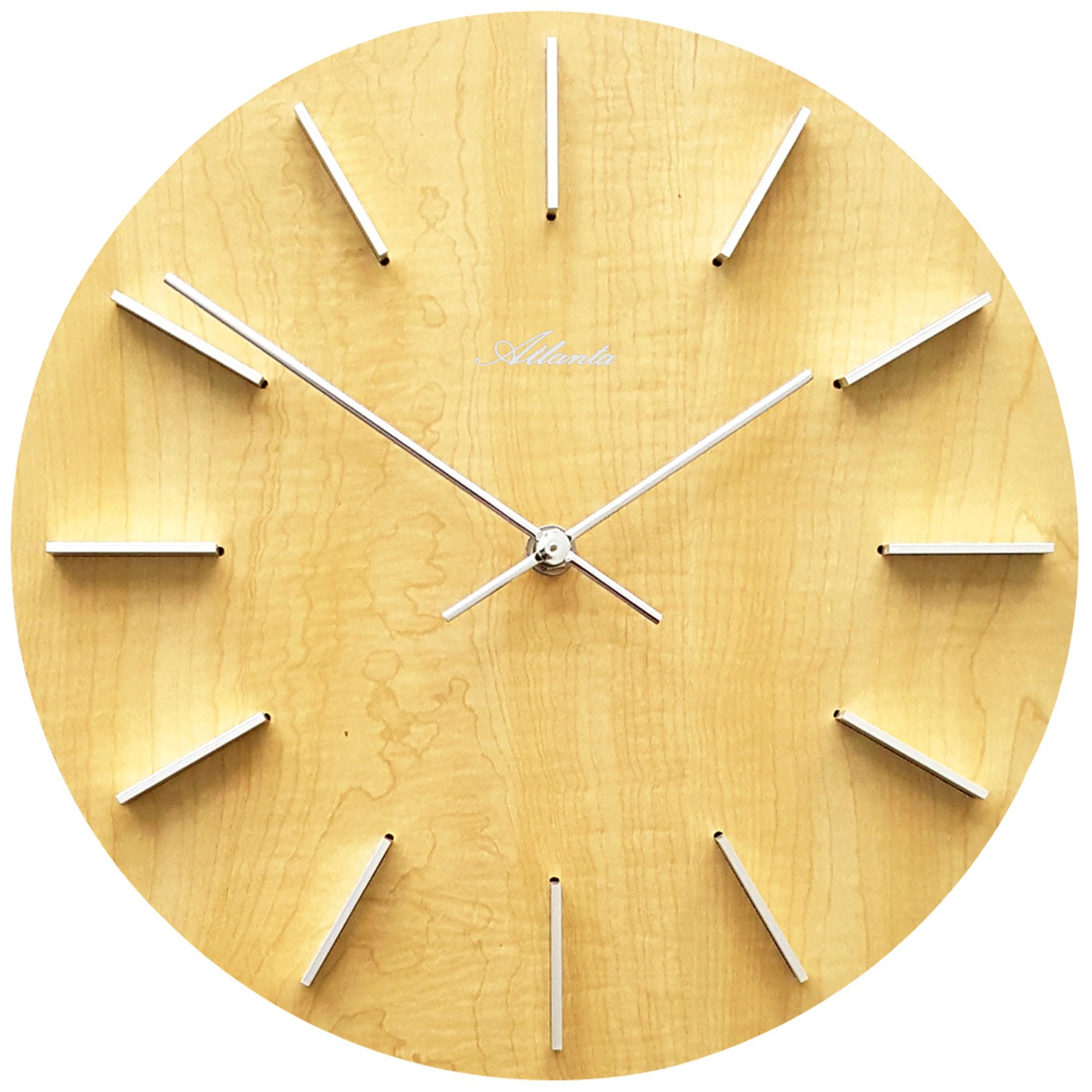 Wanduhr Quarz analog Holzzifferblatt erle farben rund