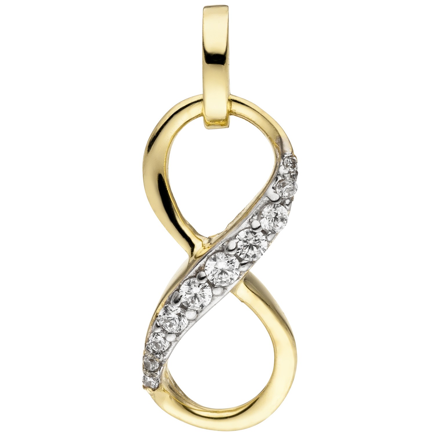 Anhänger Unendlichkeit 375 Gelbgold 10 Zirkonia
