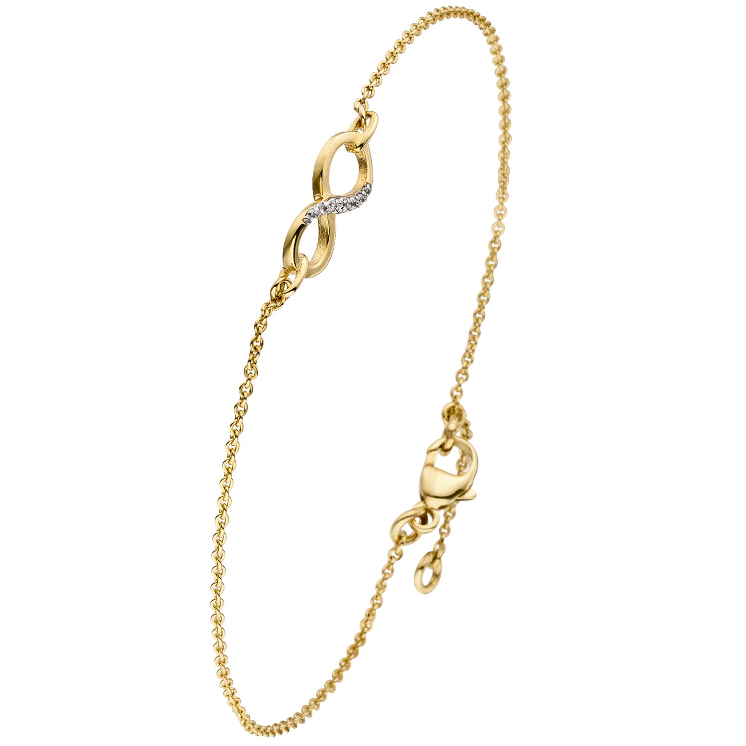 Armband Unendlichkeit 375 Gelbgold bicolor 7 Zirkonia 19,5cm