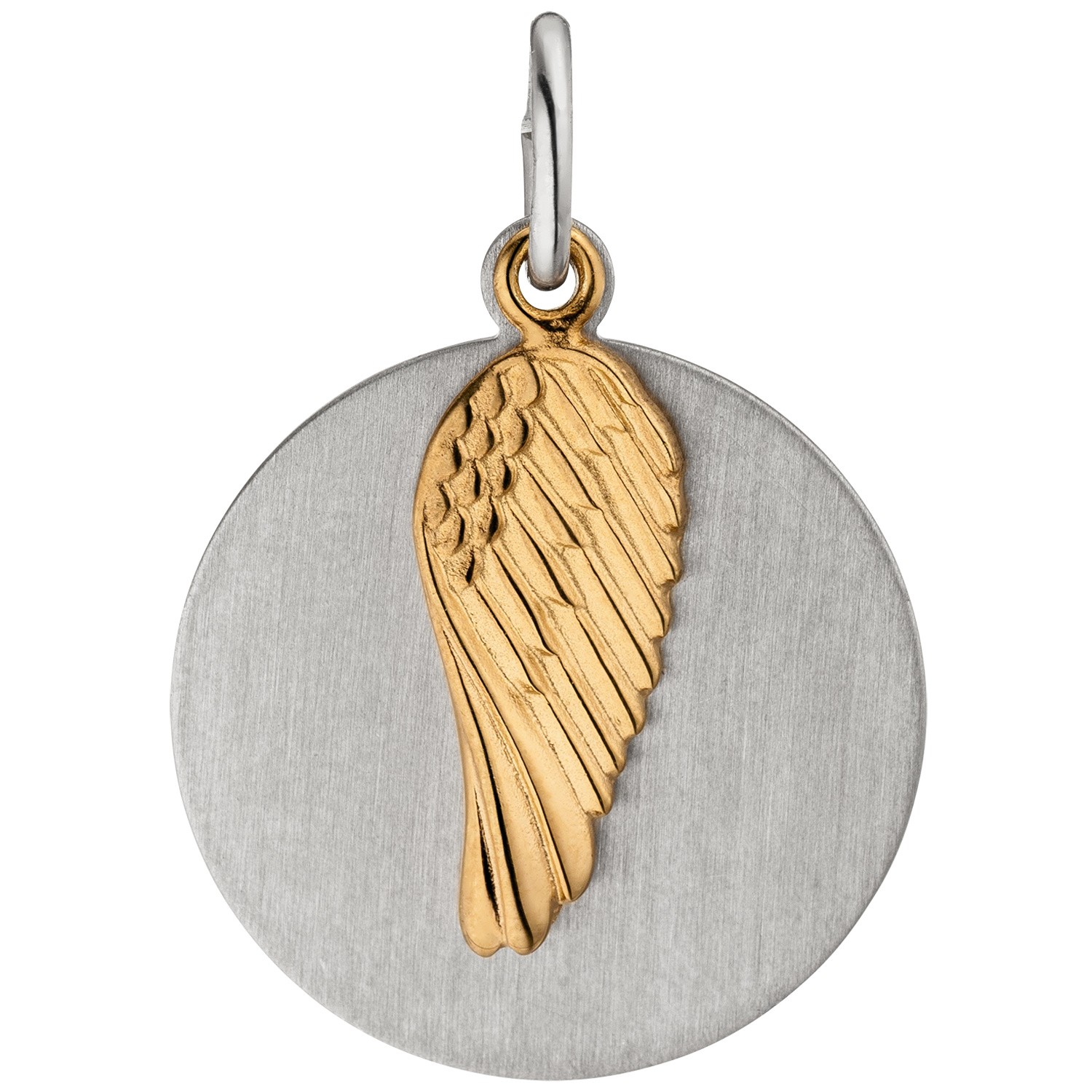 Anhänger Flügel Gravur Gravurplatte 925 Sterling Silber bicolor vergoldet