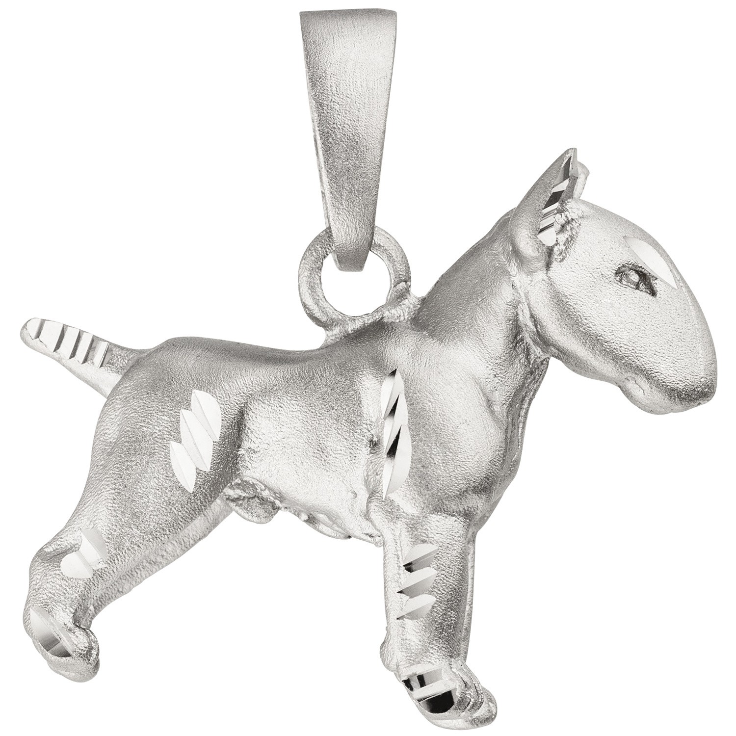 Anhänger Bullterrier Hund 925 Sterlingsilber matt
