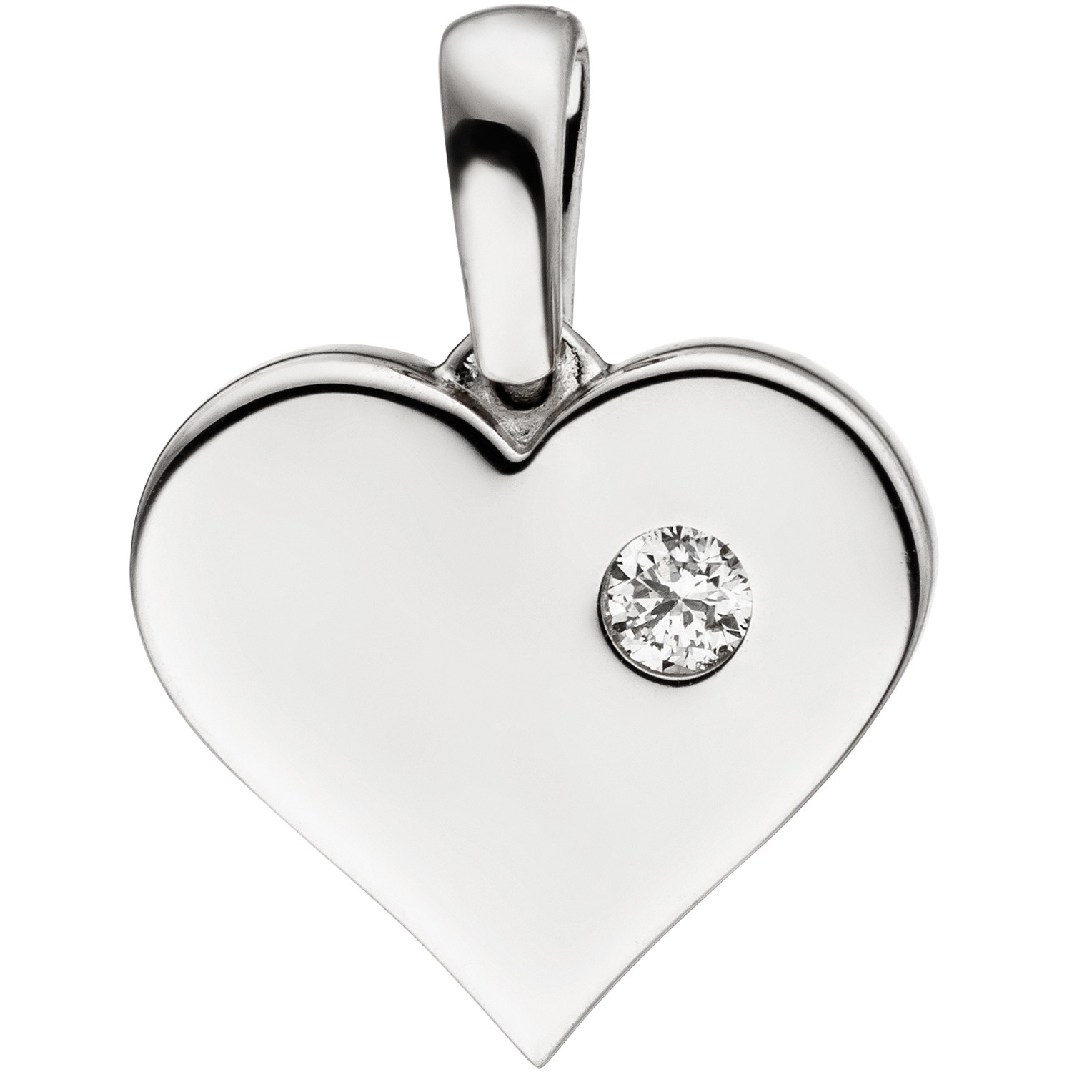 Anhänger Herz 585 Weißgold 1 Diamant Brillant