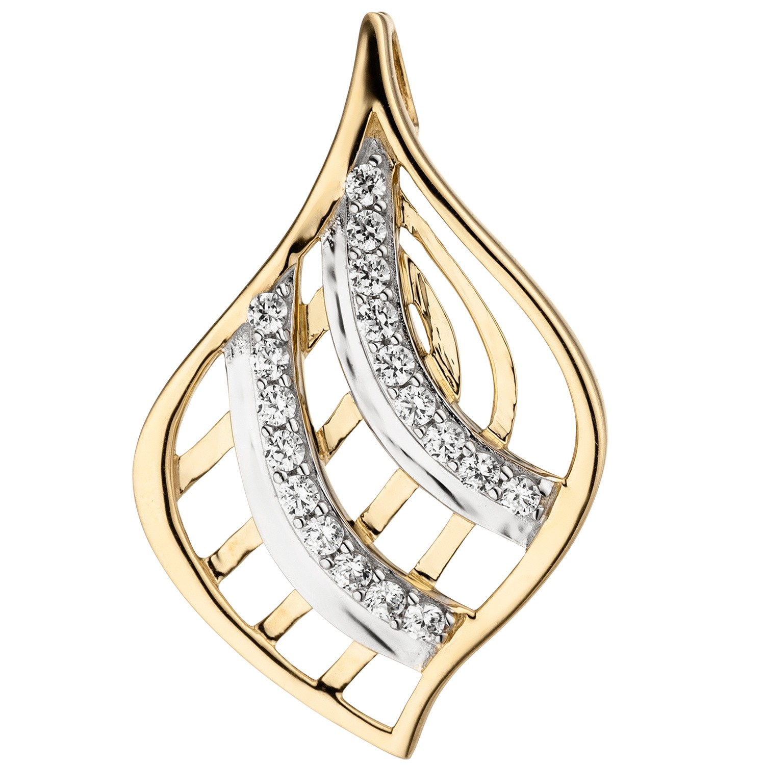 Anhänger 375 Gelbgold bicolor 18 Zirkonia