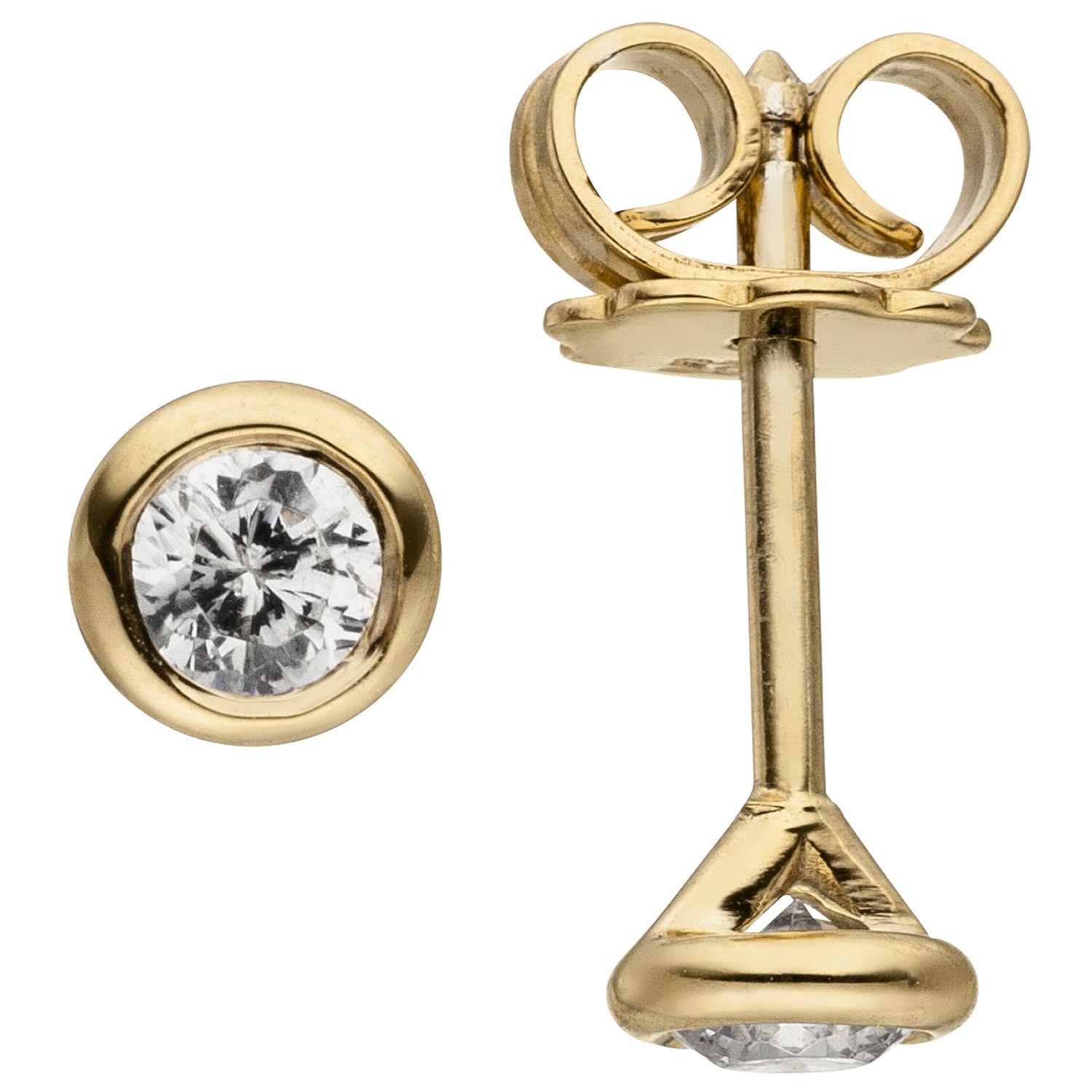 Ohrstecker rund 585 Gelbgold 2 Diamanten Brillanten 0,24ct. Ohrringe