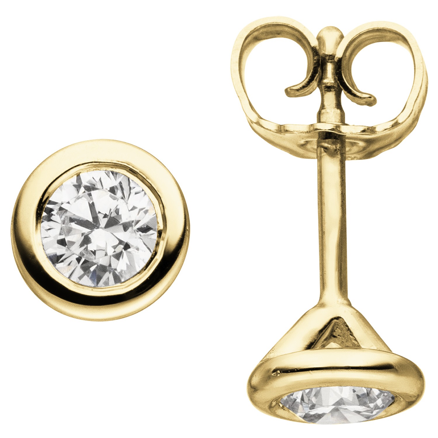 Ohrstecker rund 585 Gelbgold 2 Diamanten Brillanten 0,74ct. Ohrringe