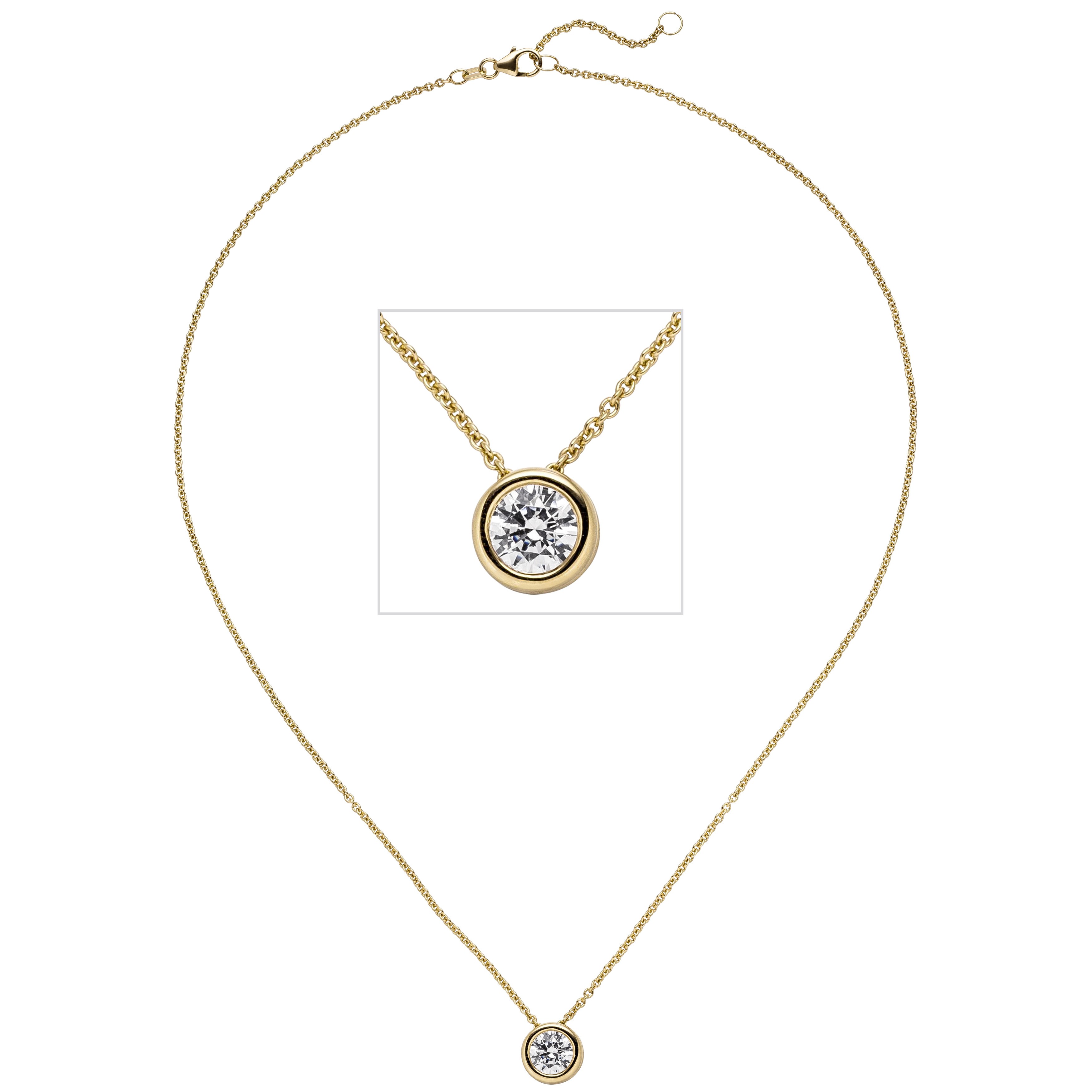 Collier Kette mit Anhänger 585 Gelbgold 1 Diamant Brillant 1,0ct. 45cm