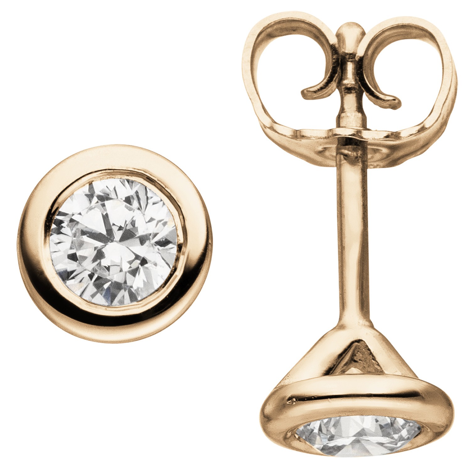 Ohrstecker rund 585 Rotgold 2 Diamanten Brillanten 0,50ct. Ohrringe