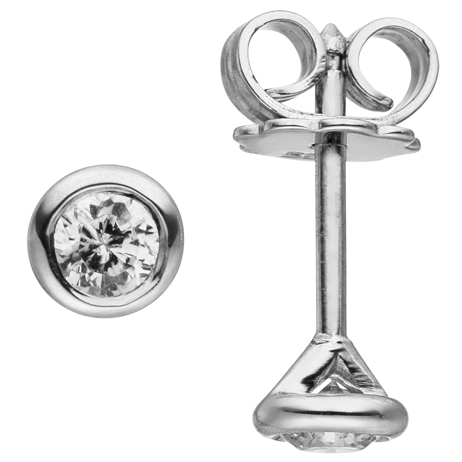 Ohrstecker rund 585 Weißgold 2 Diamanten Brillanten 0,24ct. Ohrringe