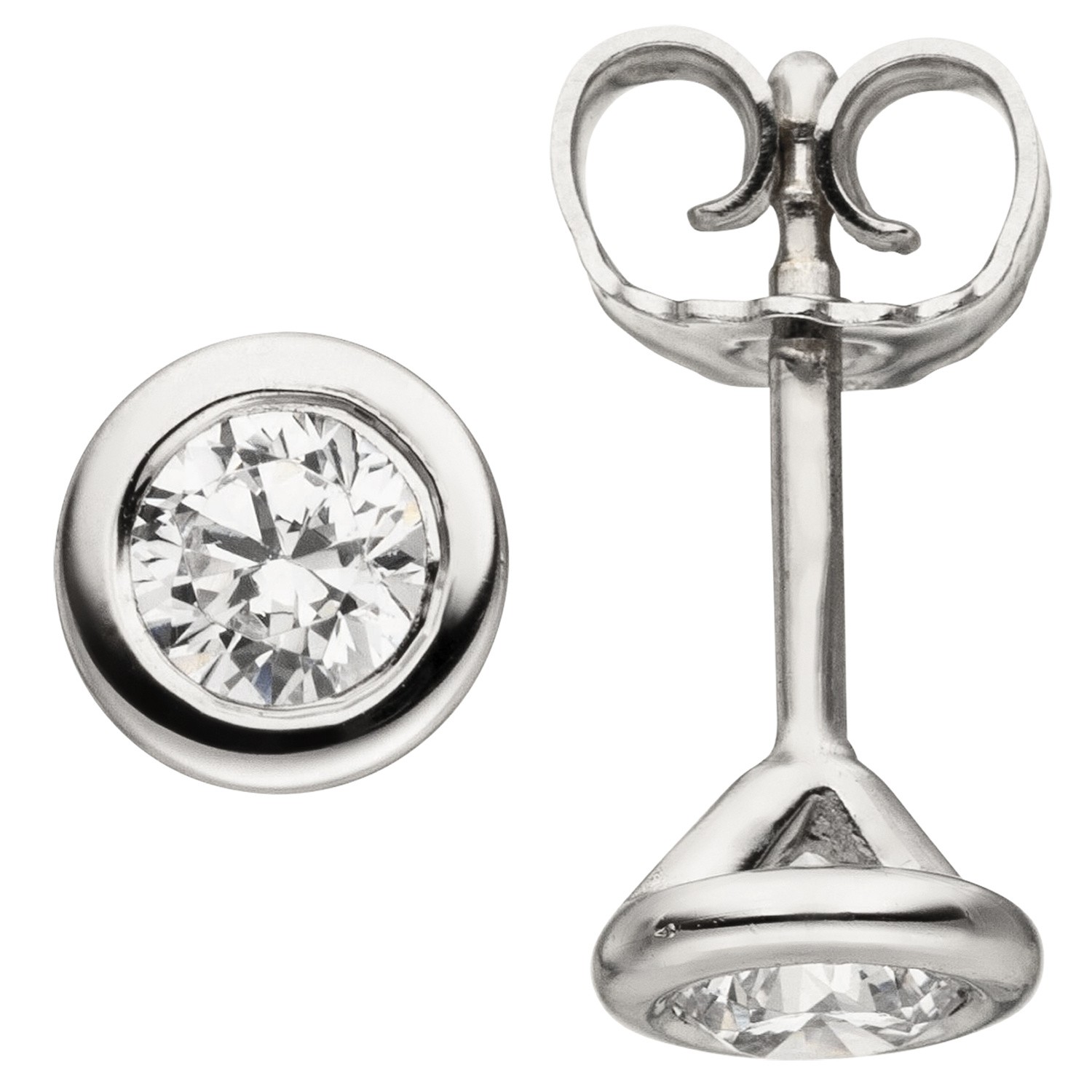 Ohrstecker rund 585 Weißgold 2 Diamanten Brillanten 0,50ct. Ohrringe