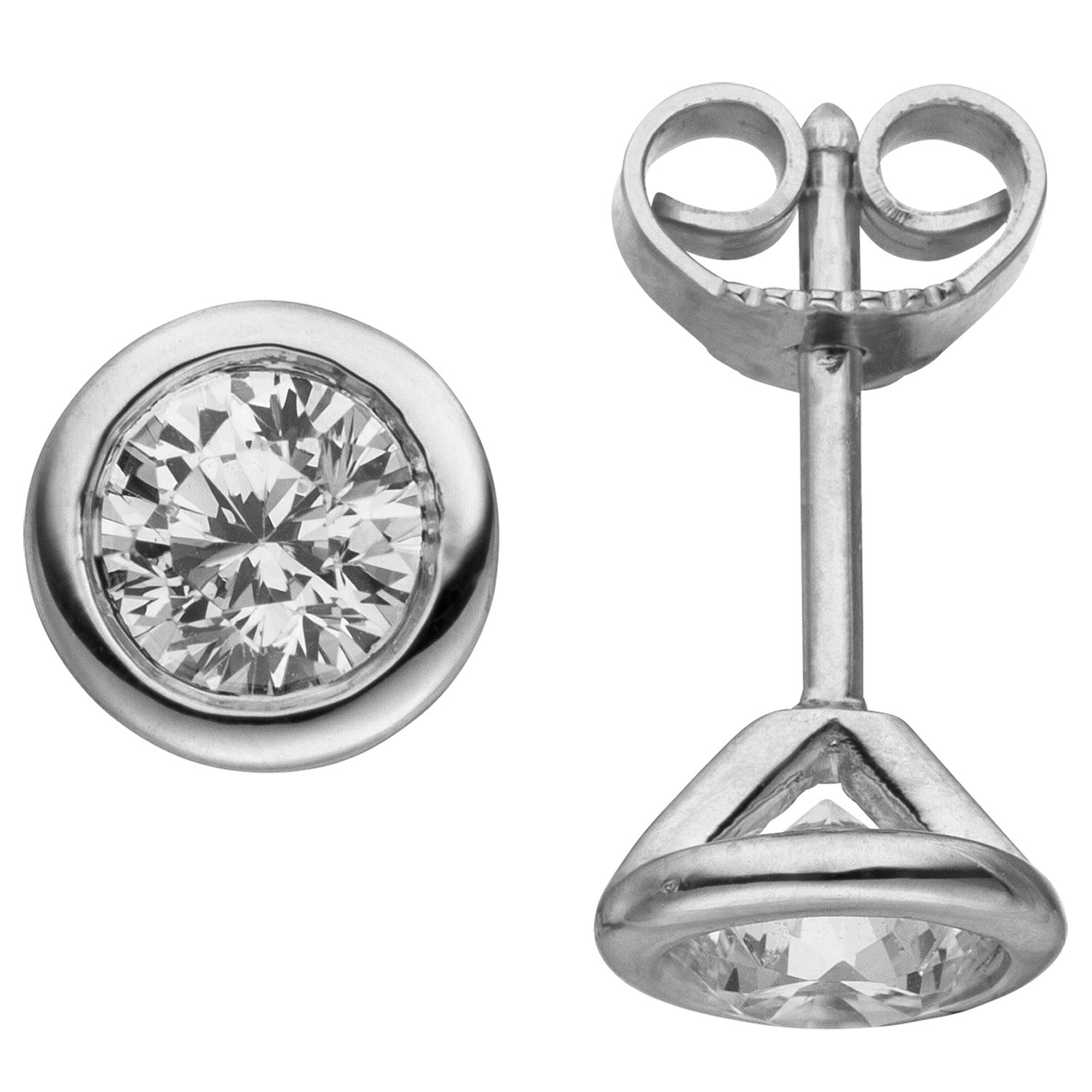 Ohrstecker rund 585 Weißgold 2 Diamanten Brillanten 1,00ct. Ohrringe