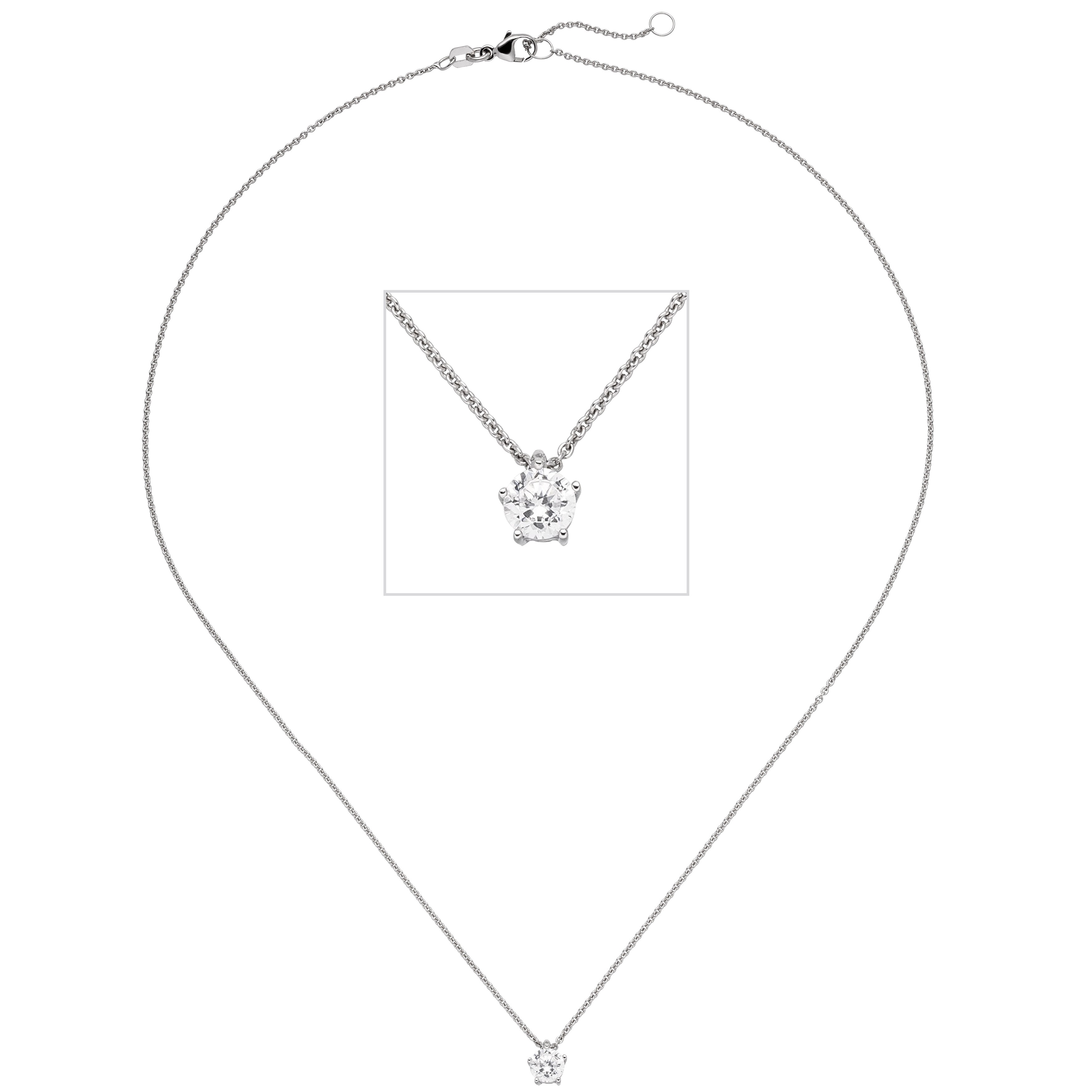 Collier Kette mit Anhänger 585 Weißgold 1 Diamant Brillant 0,50ct. 45cm