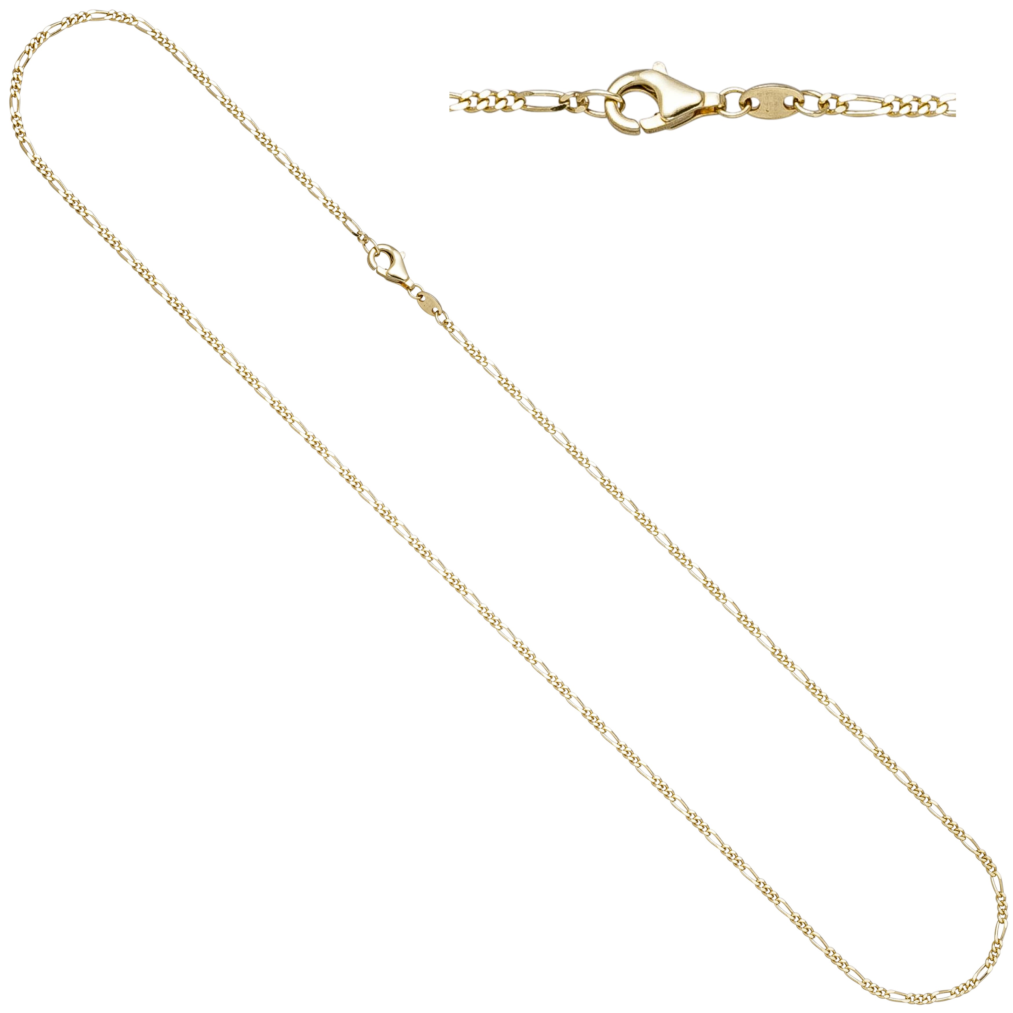Figarokette 585 Gelbgold diamantiert 1,7mm 45cm