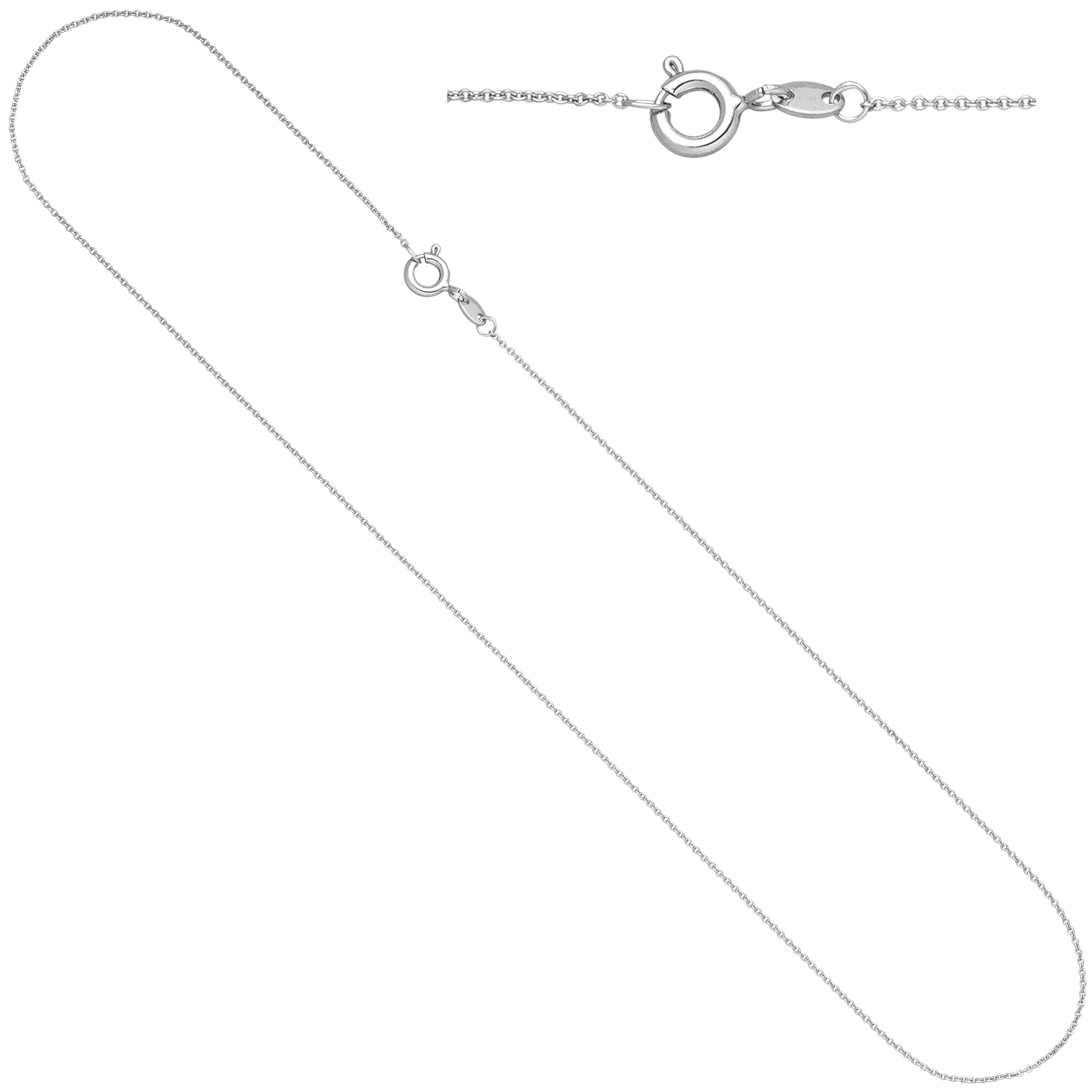 Ankerkette rund 333 Weißgold 40cm Kette Federring
