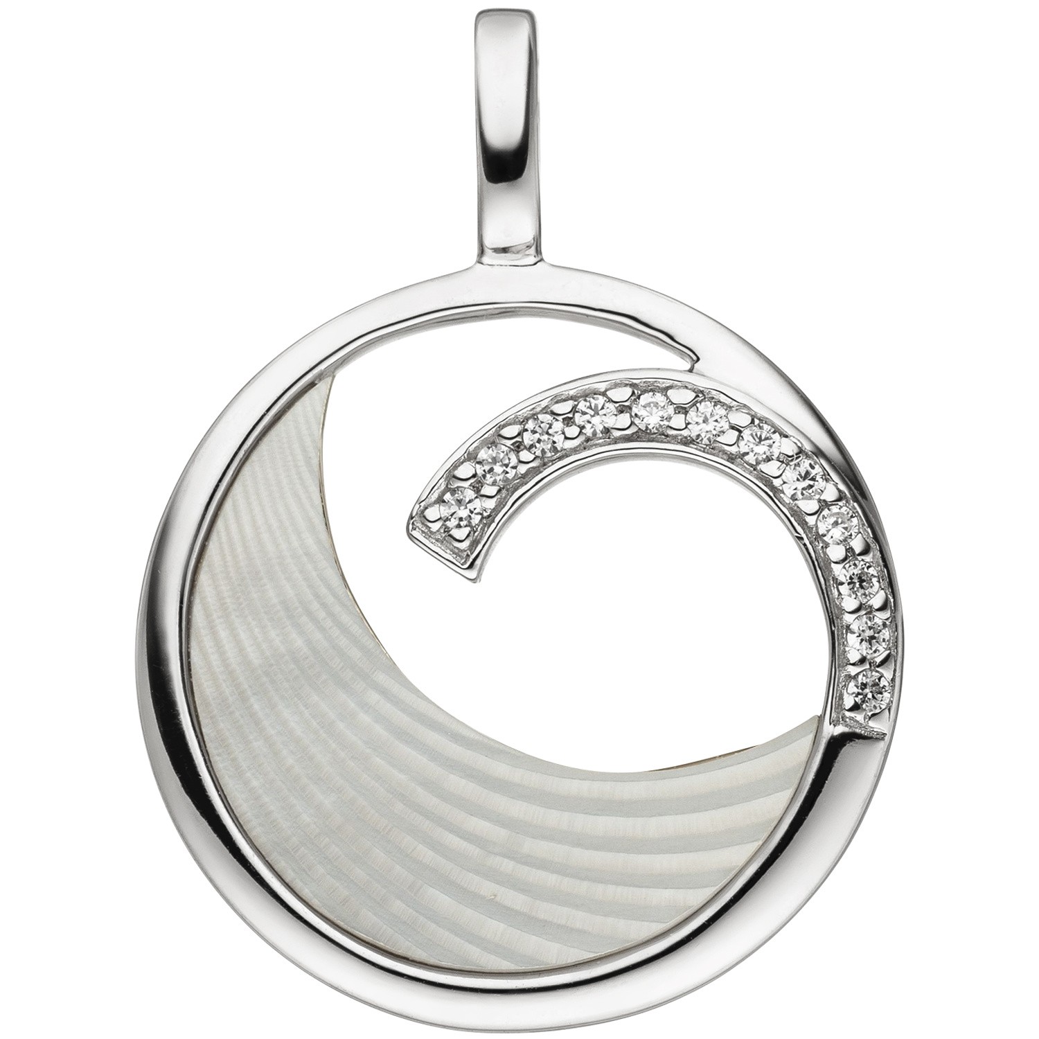 Anhänger 925 Sterlingsilber 12 Zirkonia 1 Perlmutt Einlage