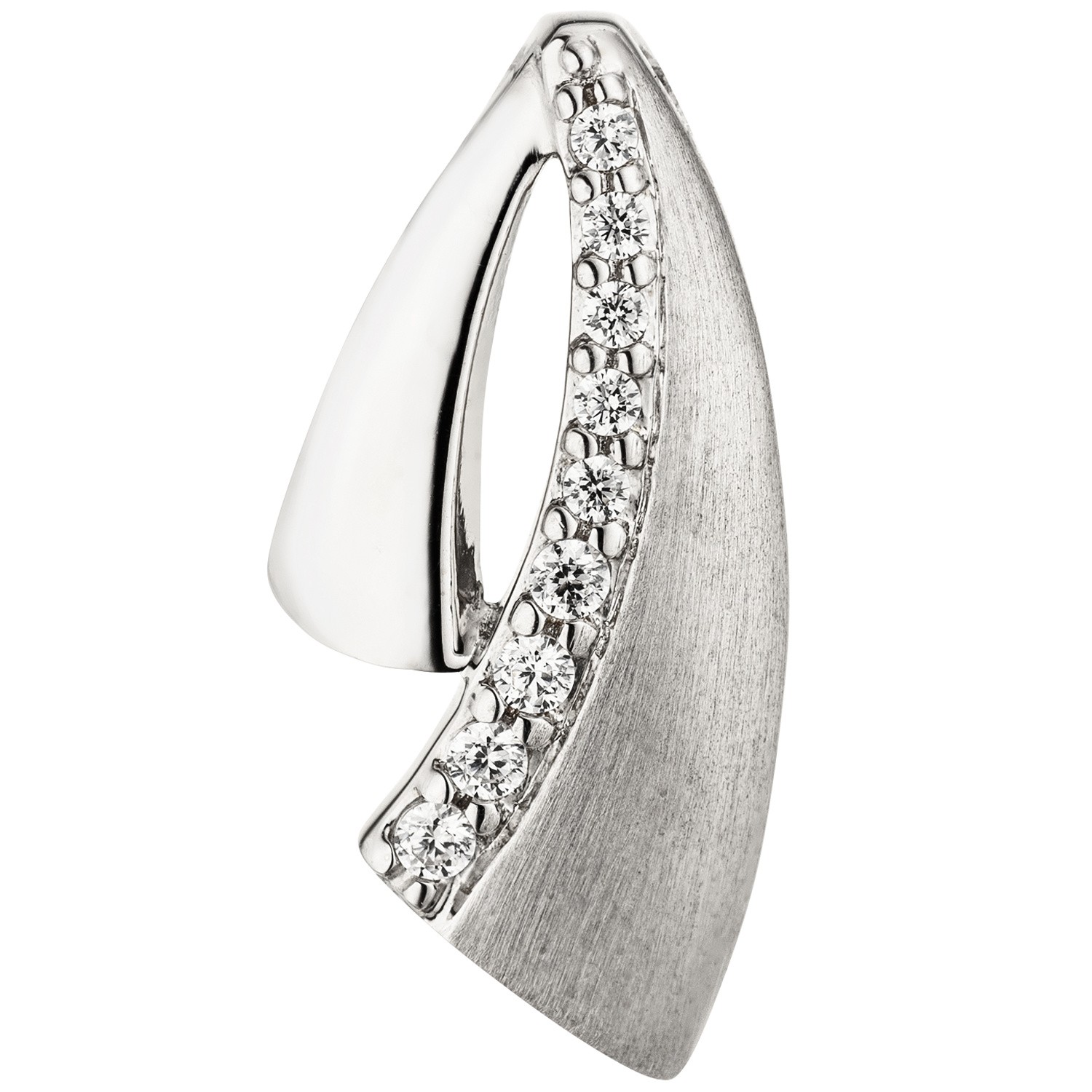 Anhänger 925 Sterlingsilber teil matt 9 Zirkonia