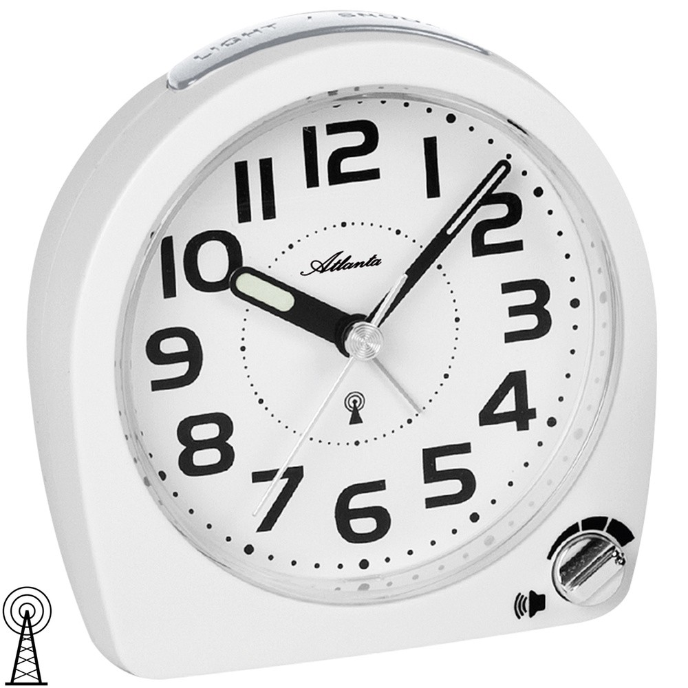 Wecker Funk Funkwecker weiß mit Licht Snooze