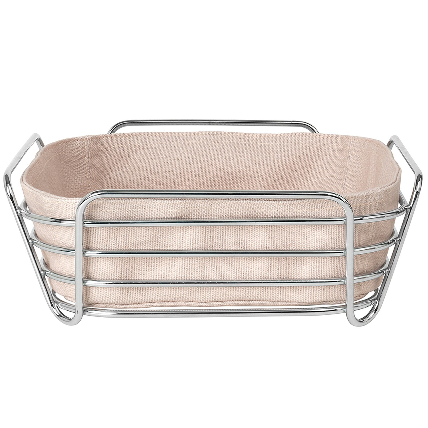 Brotkorb groß DELARA Stahldraht verchromt Baumwolleinlage Rose Dust
