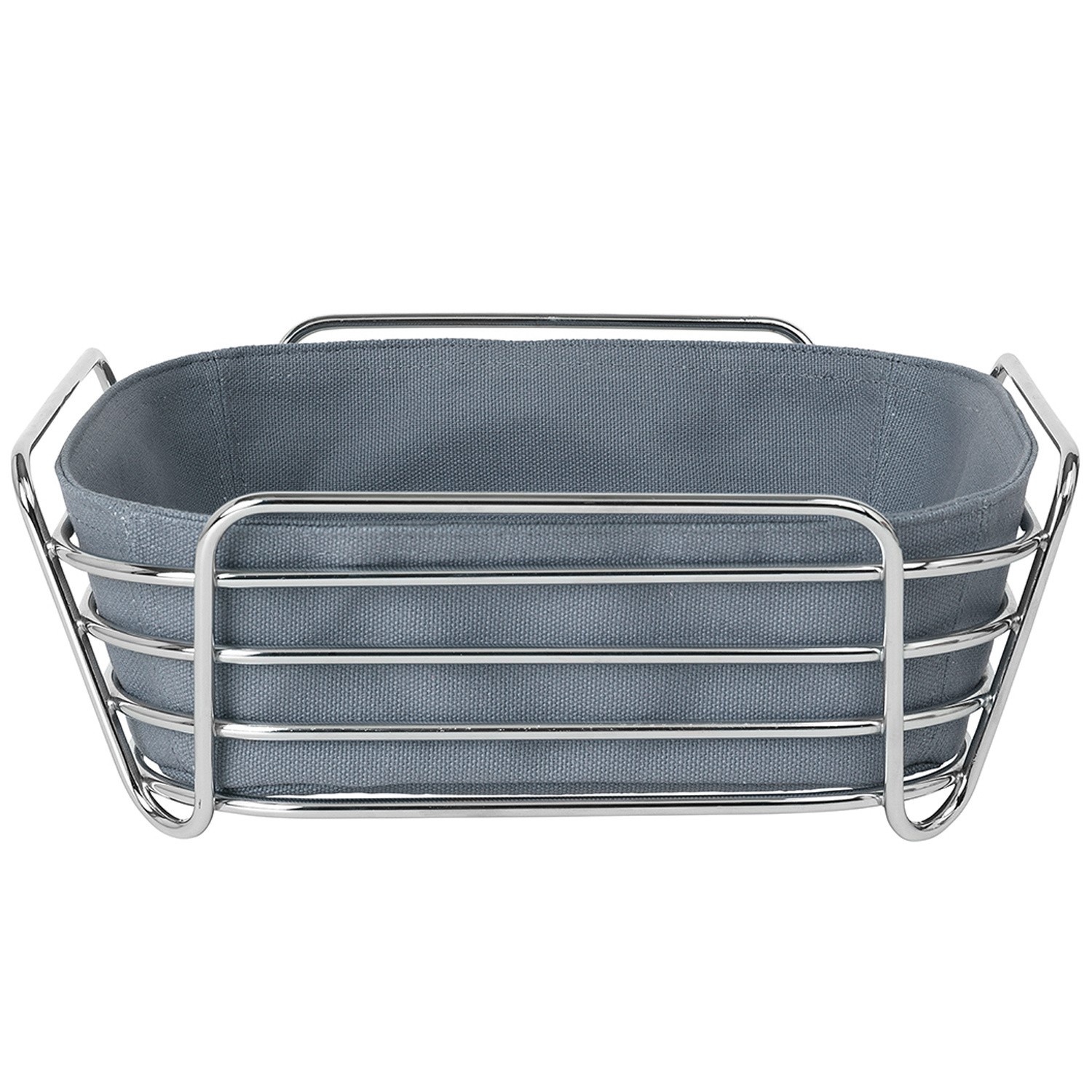Brotkorb groß DELARA Stahldraht verchromt Baumwolleinlage Flint Stone