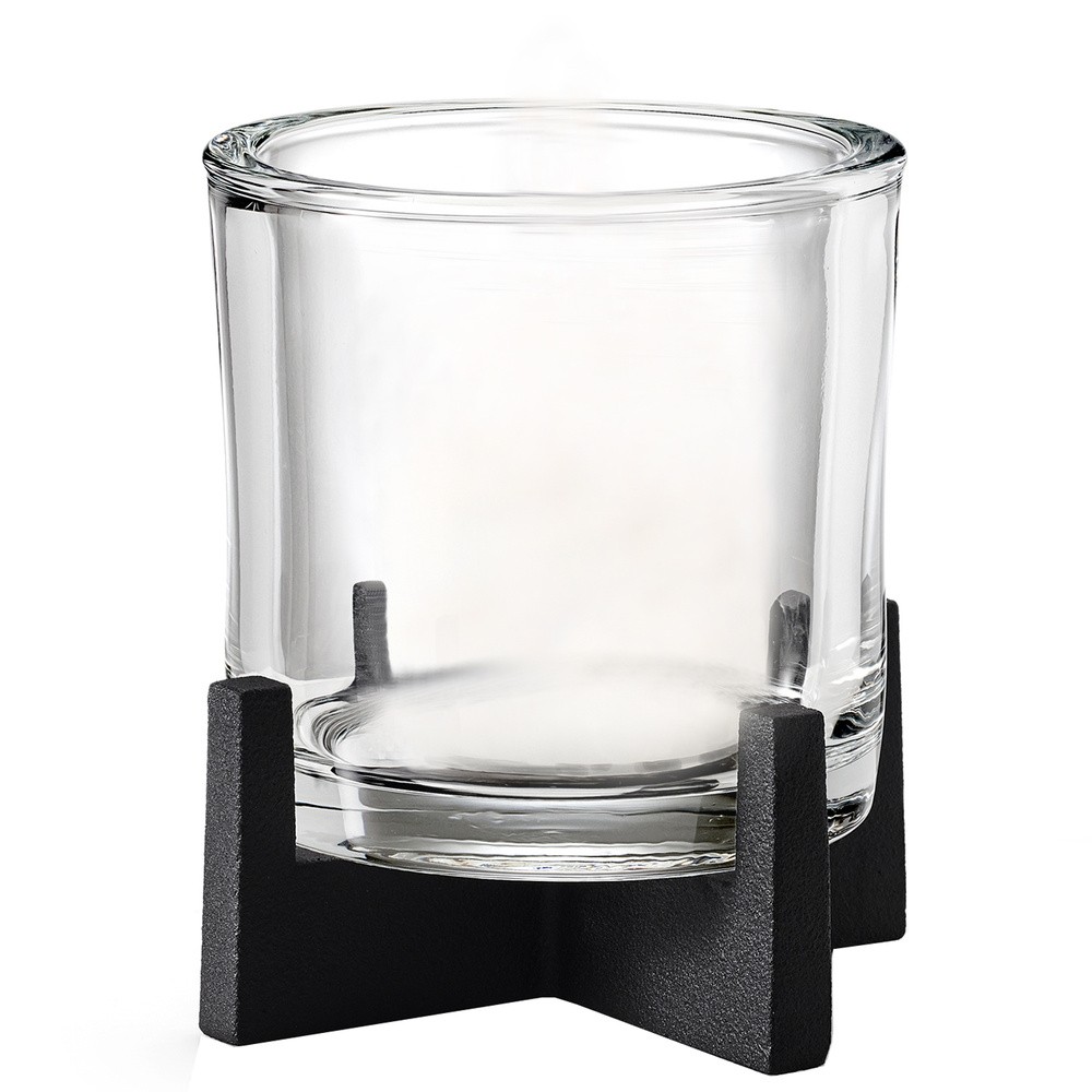 Windlicht NERO Stahl pulverbeschichtet mit Glas kombiniert