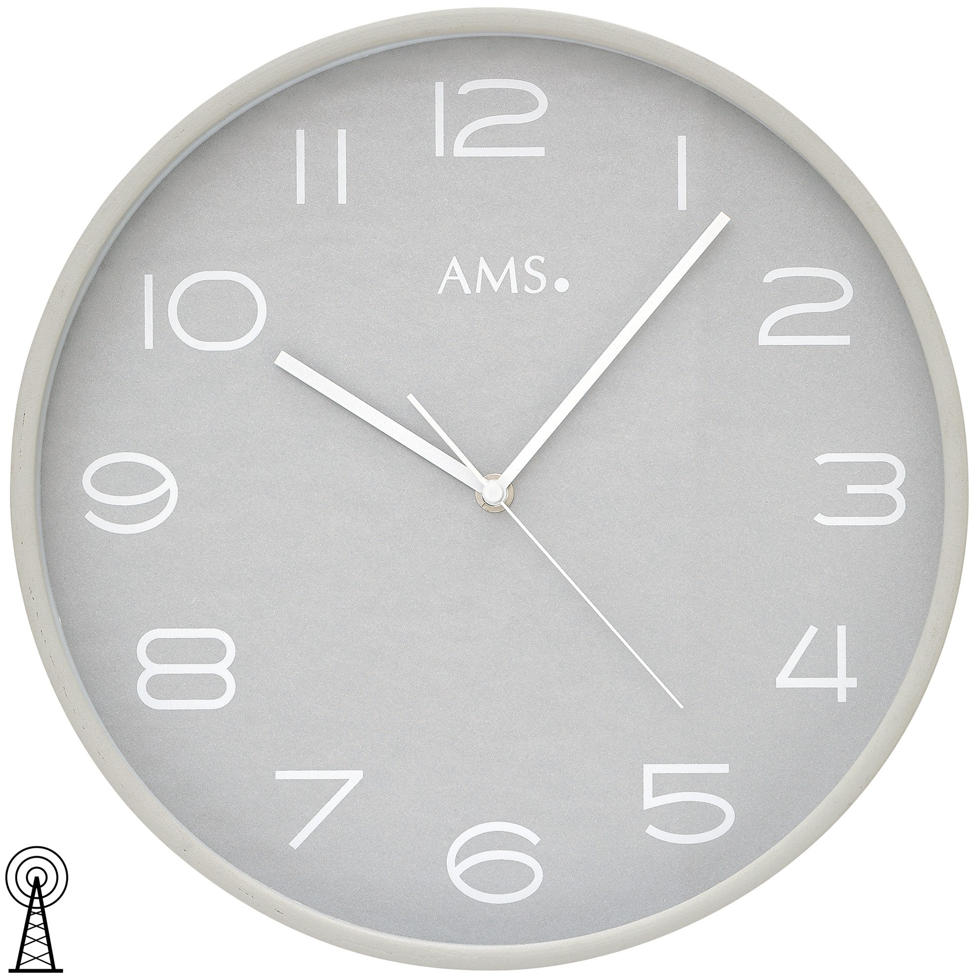 Wanduhr Funk Funkwanduhr analog Holz grau