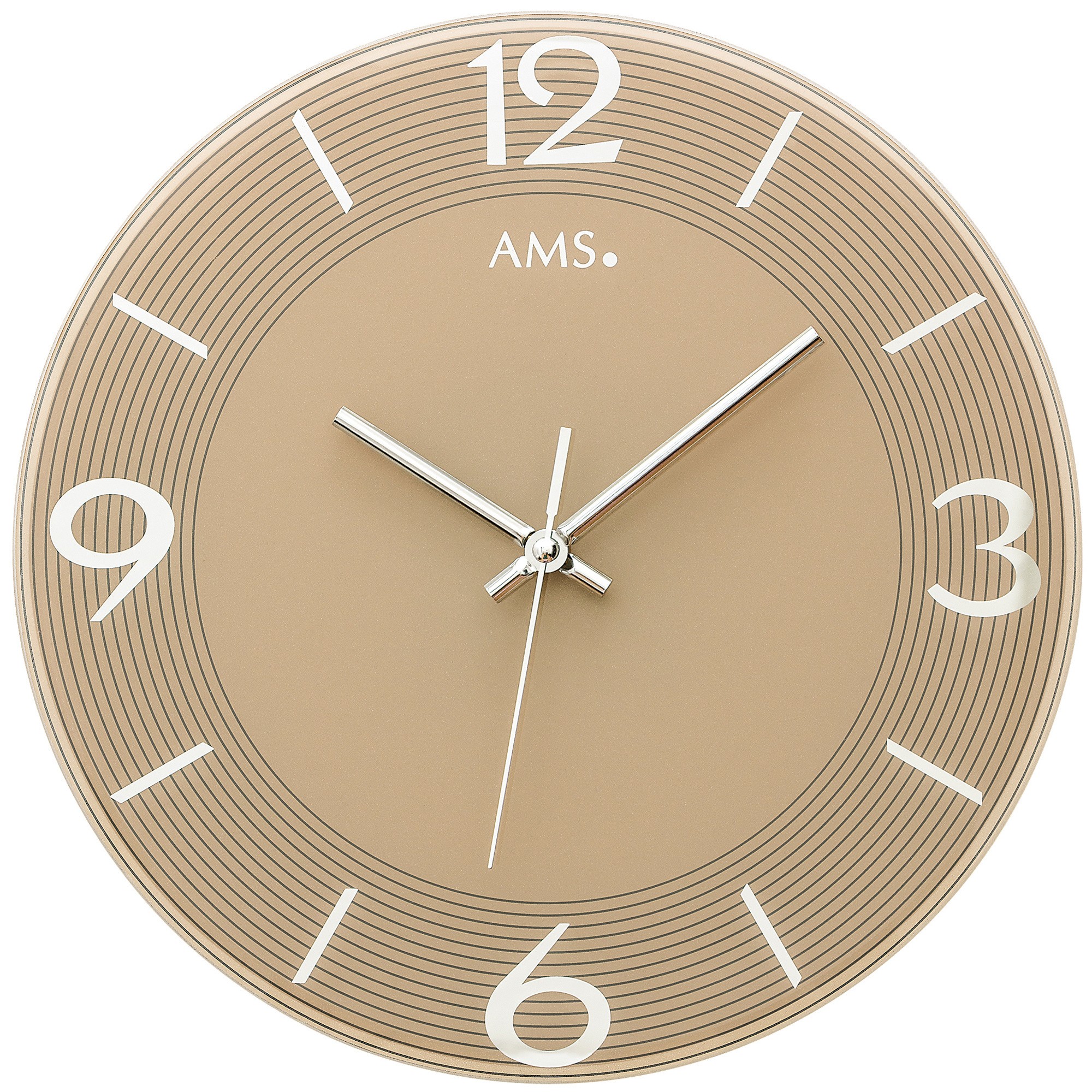Wanduhr Quarz analog braun rund mit Glas leise ohne Ticken