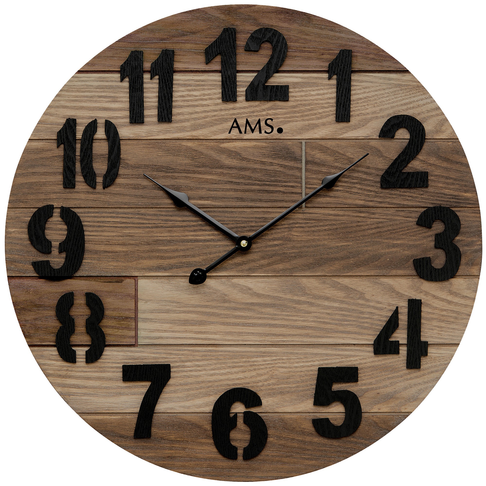 Wanduhr Quarz analog Holz rund