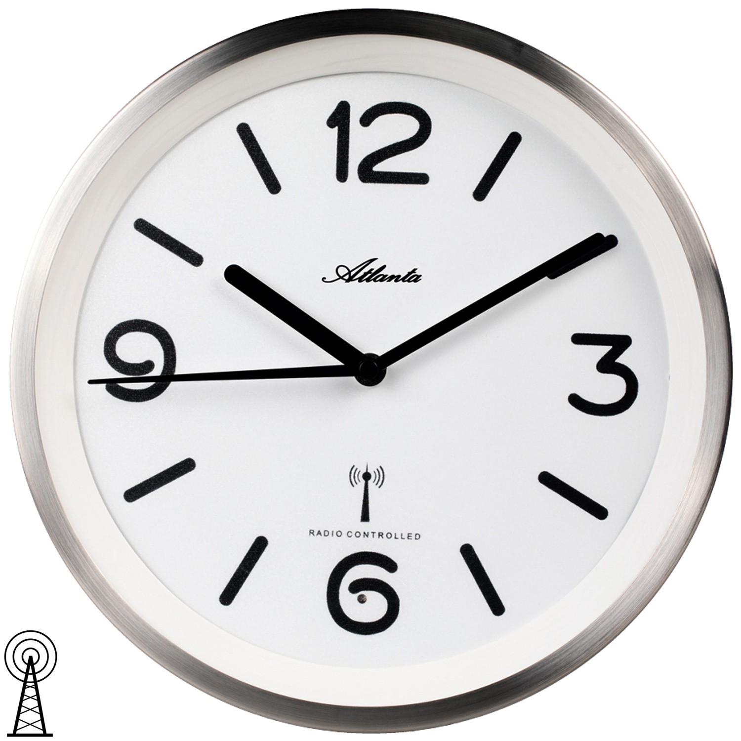 Wanduhr Funk Funkuhr Funkwanduhr analog silbern