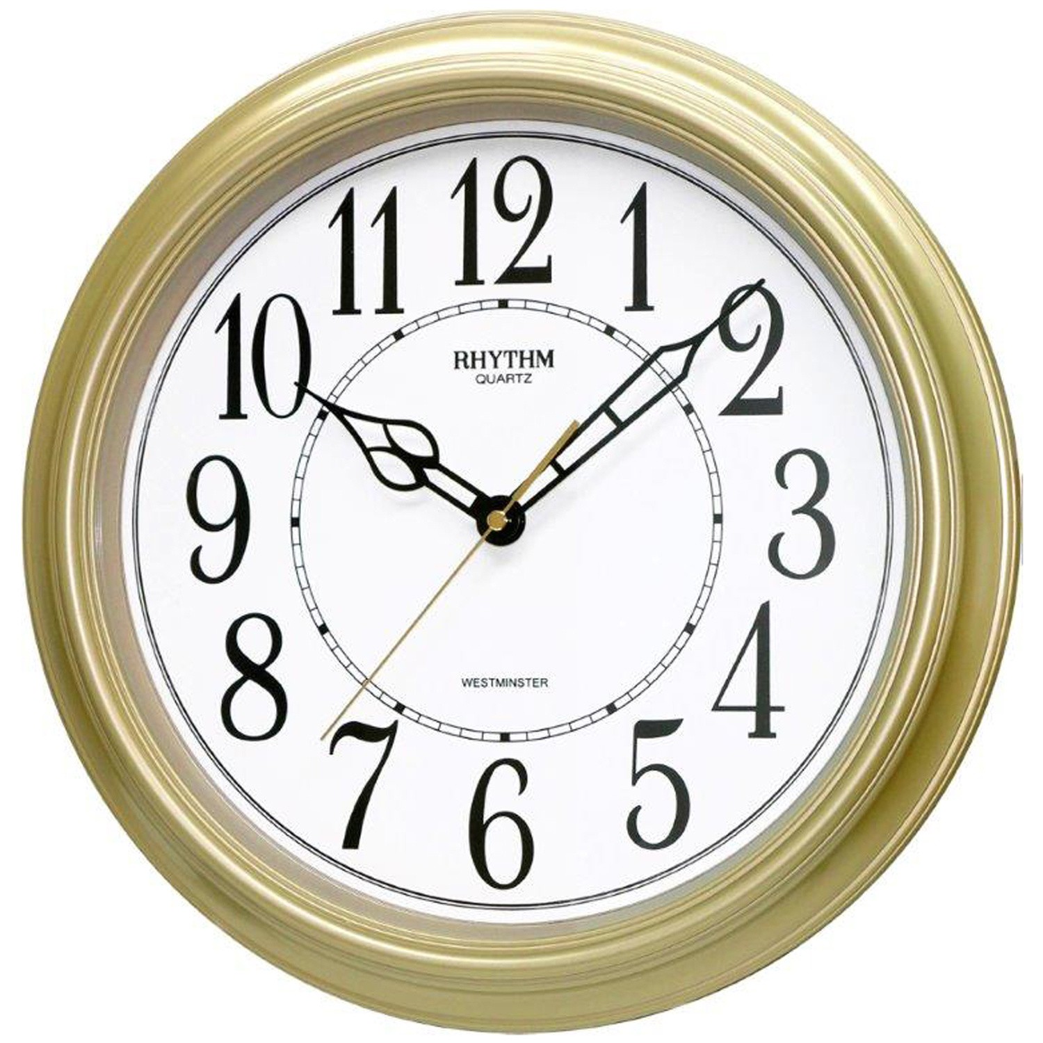 Wanduhr Quarz analog golden rund mit Melodie