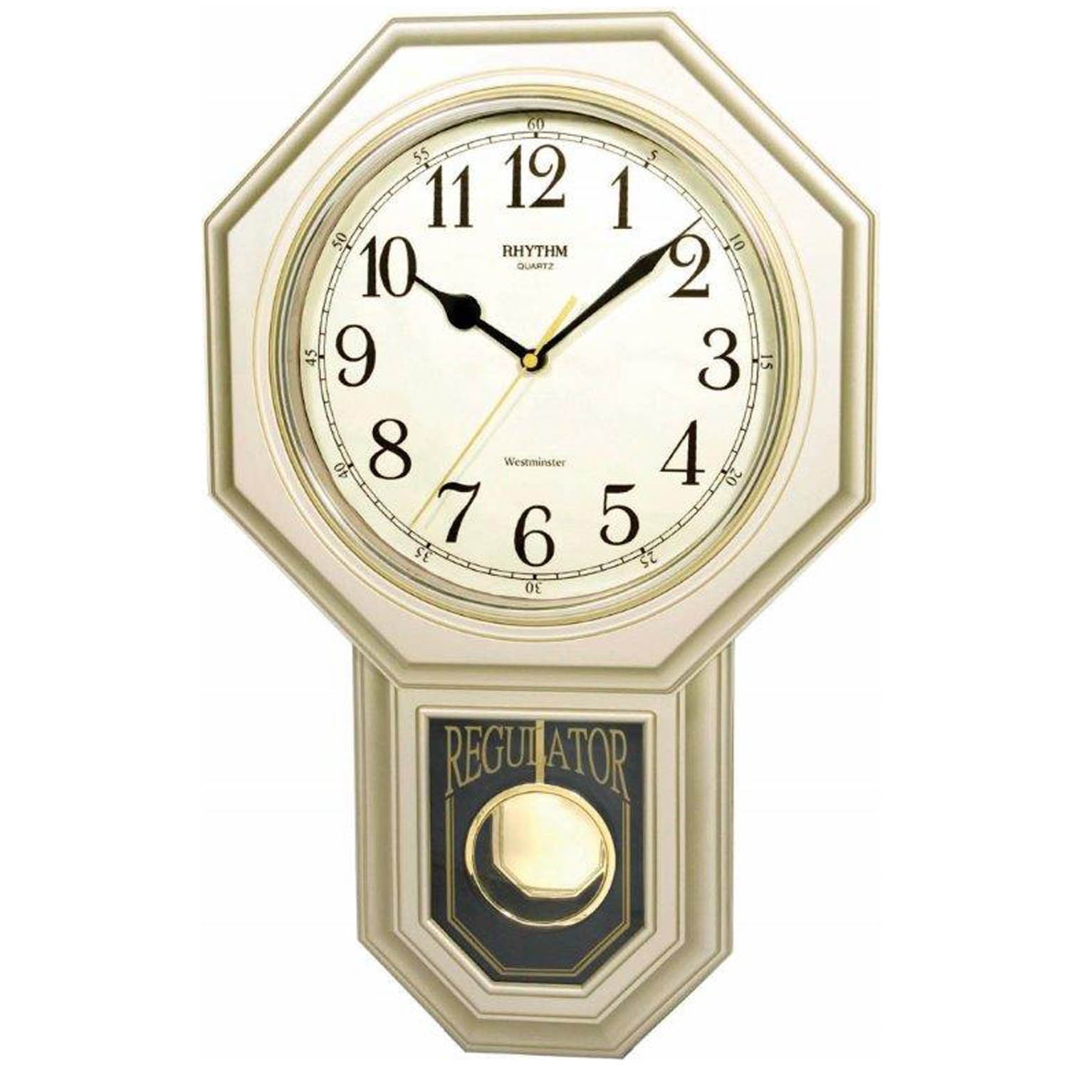 Wanduhr Quarz mit Pendel golden Pendeluhr mit Melodie