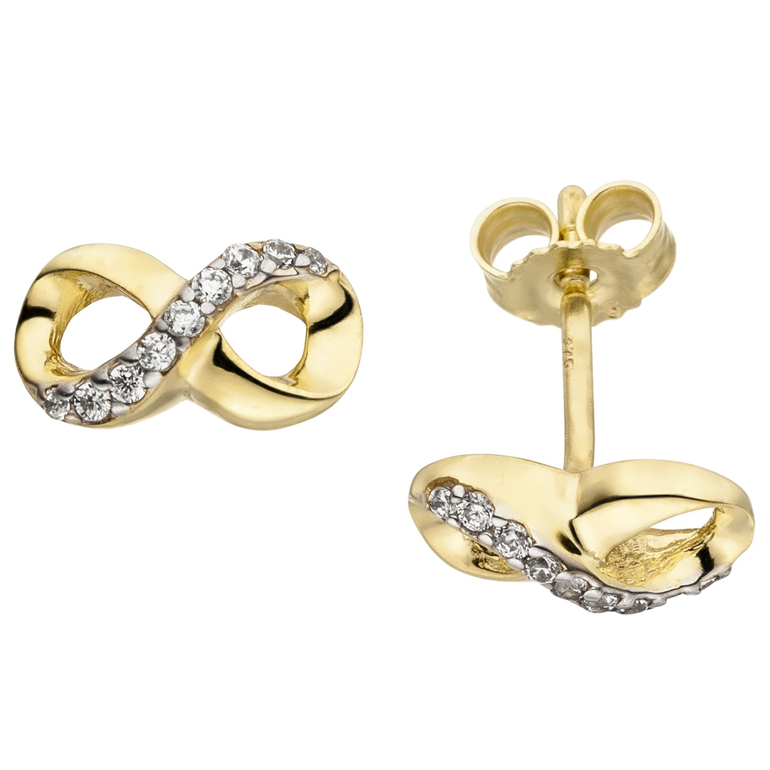 Ohrstecker Unendlichkeit 375 Gelbgold bicolor 18 Zirkonia Ohrringe