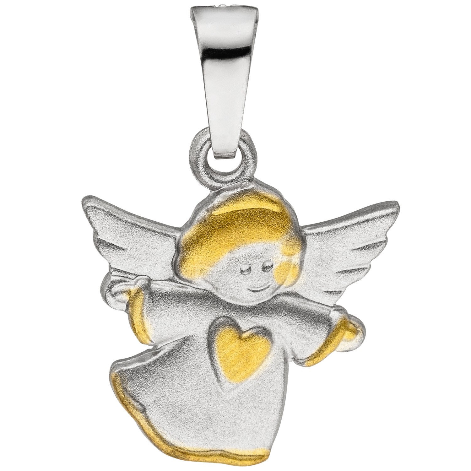 Anhänger Engel Schutzengel 925 Sterlingsilber bicolor matt