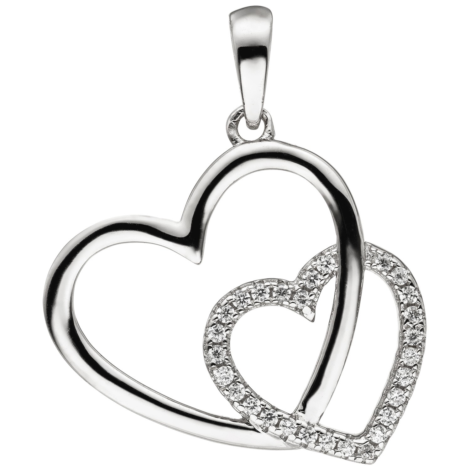 Anhänger Herz Herzen 925 Sterlingsilber 28 Zirkonia Silberherz