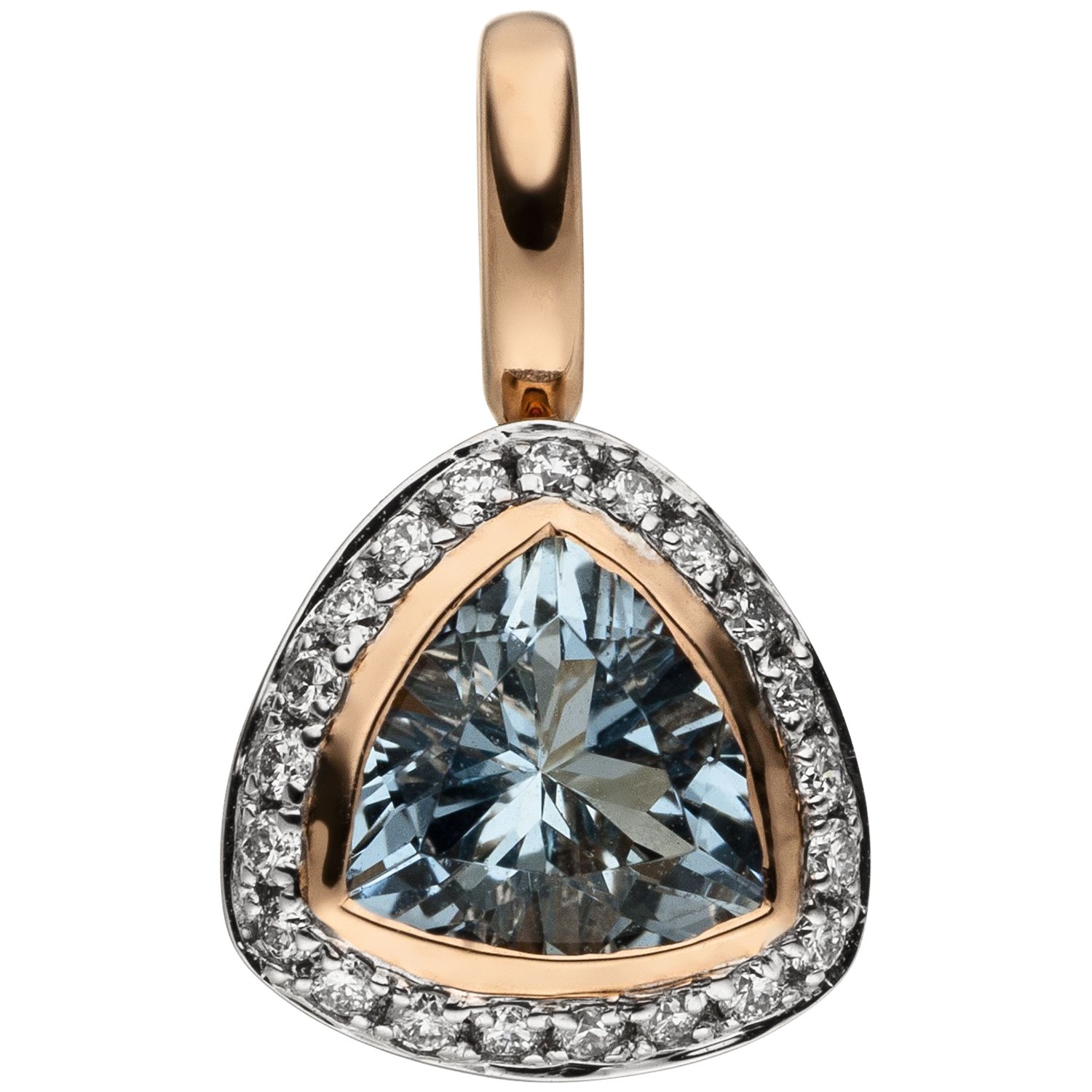 Anhänger 585 Rotgold 21 Diamanten Brillanten 1 Aquamarin hellblau blau