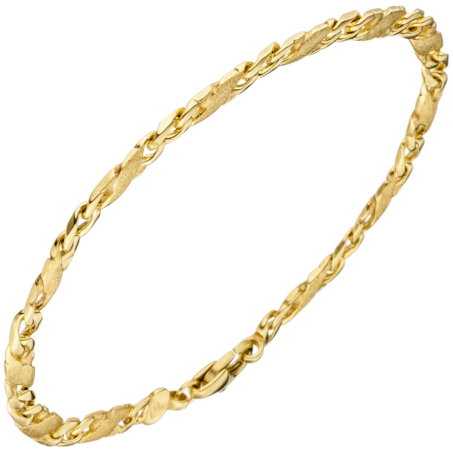 Armband 585 Gelbgold teil matt 21cm