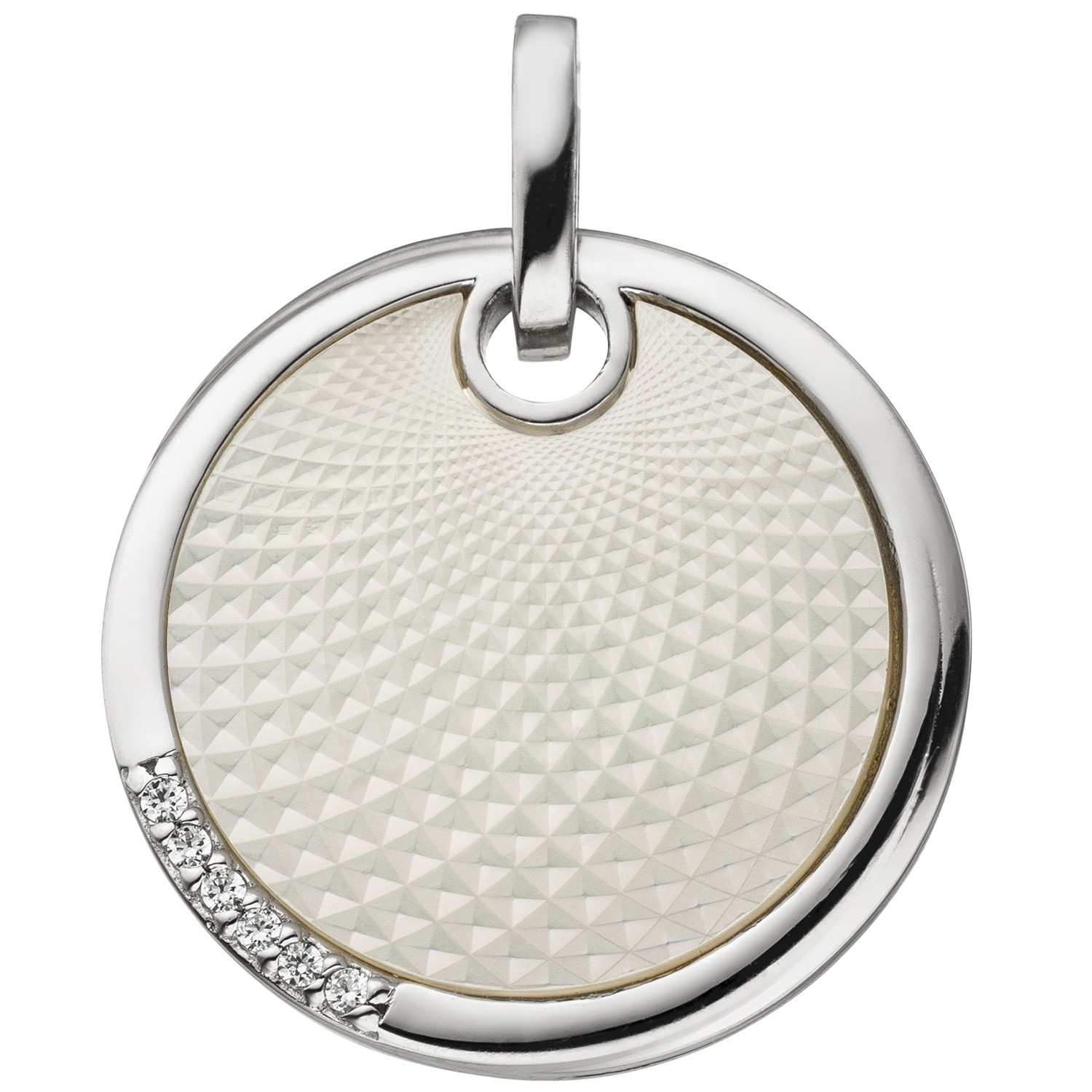 Anhänger 925 Sterlingsilber 6 Zirkonia 1 Perlmutt Einlage